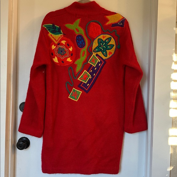 Vintage IB Diffusion Sweater cardigan wool mohair red button embroidered xs - Picture 5 of 6
